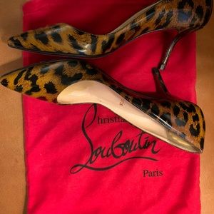 Authentic Christian Louboutin animal print kitten heels, size 38.5 EU, US 8M